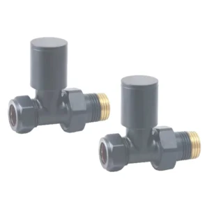 IVX Essential  Manual Round Corner RAL 7012 Radiator Valve (pair)