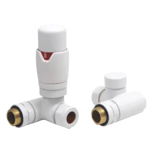 IVX Essential  Dual Fuel Thermostatic Round Corner White Radiator Valve w/Element Port & L/S