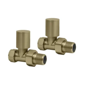 IVX Essential  Manual Round Straight Brushed Brass Radiator Valve (pair)
