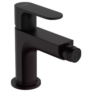 Rebris S Single lever bidet mixer with metal pop up waste set  Matt Black
