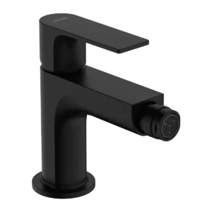 Rebris E Single lever bidet mixer with metal pop up waste set  Matt Black