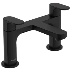 Rebris S 2 hole rim mounted bath mixer  Matt Black