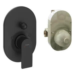 Rebris E Single lever bath mixer set for concealed installation  Matt Black