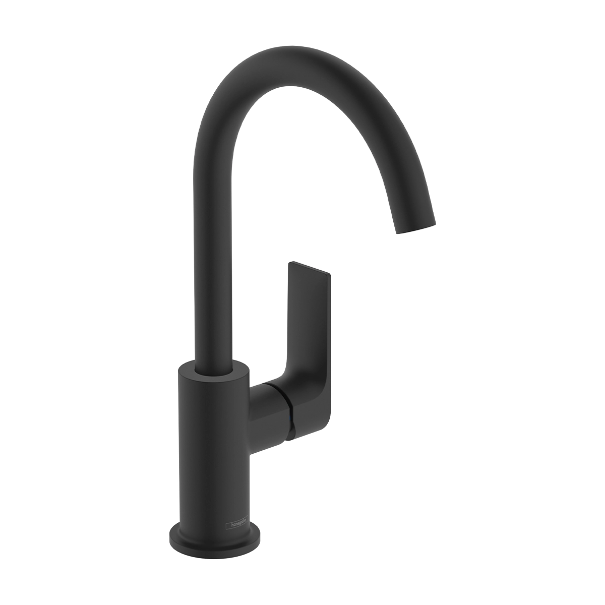 Rebris E Single lever basin mixer 210 with swivel spout and pop up waste set Matt Black