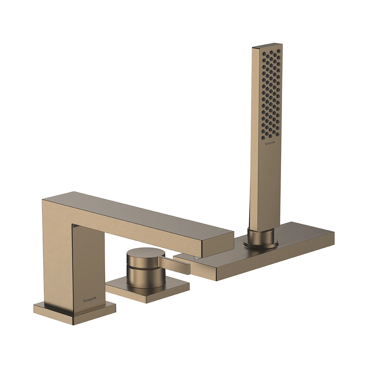 Tecturis E 3 hole rim mounted single lever bath mixer with sBox Brushed Bronze