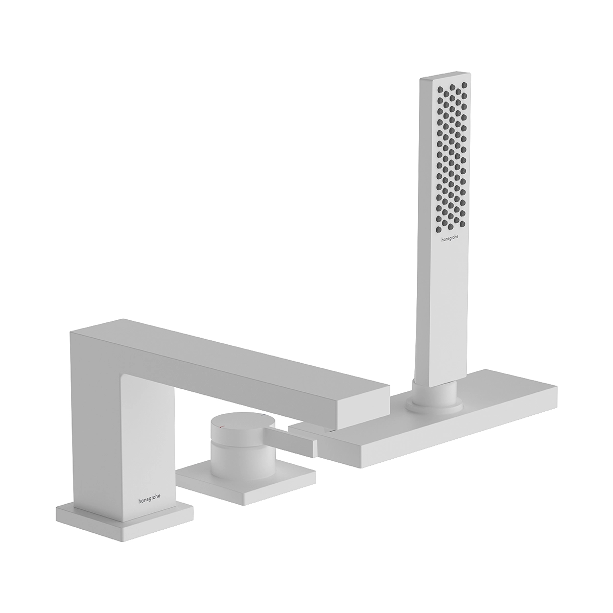 Tecturis E 3 hole rim mounted single lever bath mixer with sBox Matt White