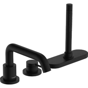Tecturis S 3 hole rim mounted single lever bath mixer with sBox  Matt Black