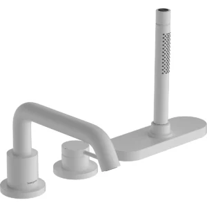 Tecturis S 3 hole rim mounted single lever bath mixer with sBox  Matt White