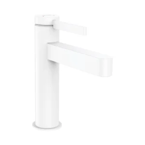 Finoris Single lever basin mixer 110 with push open waste set  Matt White
