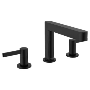 Finoris 3 hole basin mixer 110 with push open waste set  Matt Black