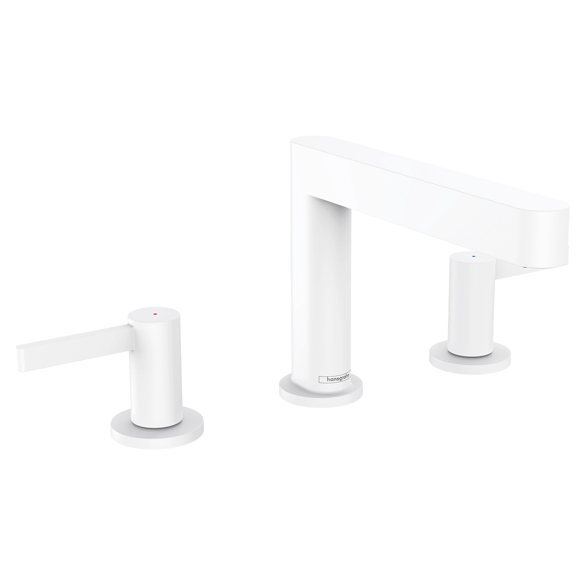 Finoris 3 hole basin mixer 110 with push open waste set Matt White