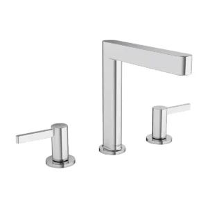 Finoris 3 hole basin mixer 160 with push open waste set  Chrome