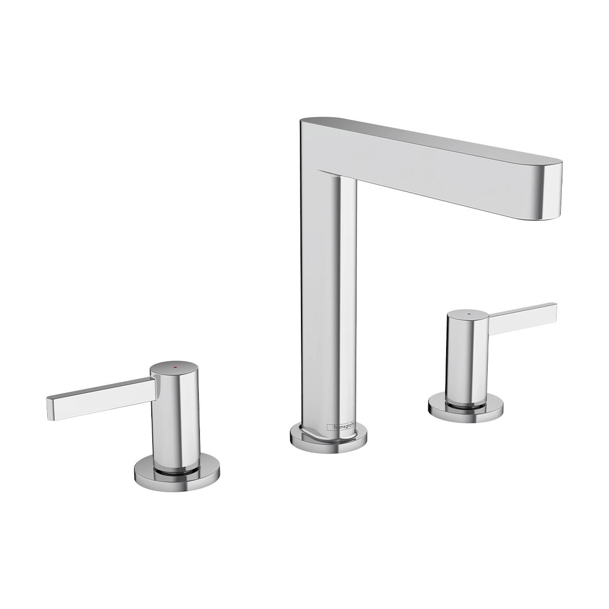 Finoris 3 hole basin mixer 160 with push open waste set Chrome