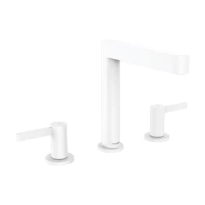 Finoris 3 hole basin mixer 160 with push open waste set  Matt White