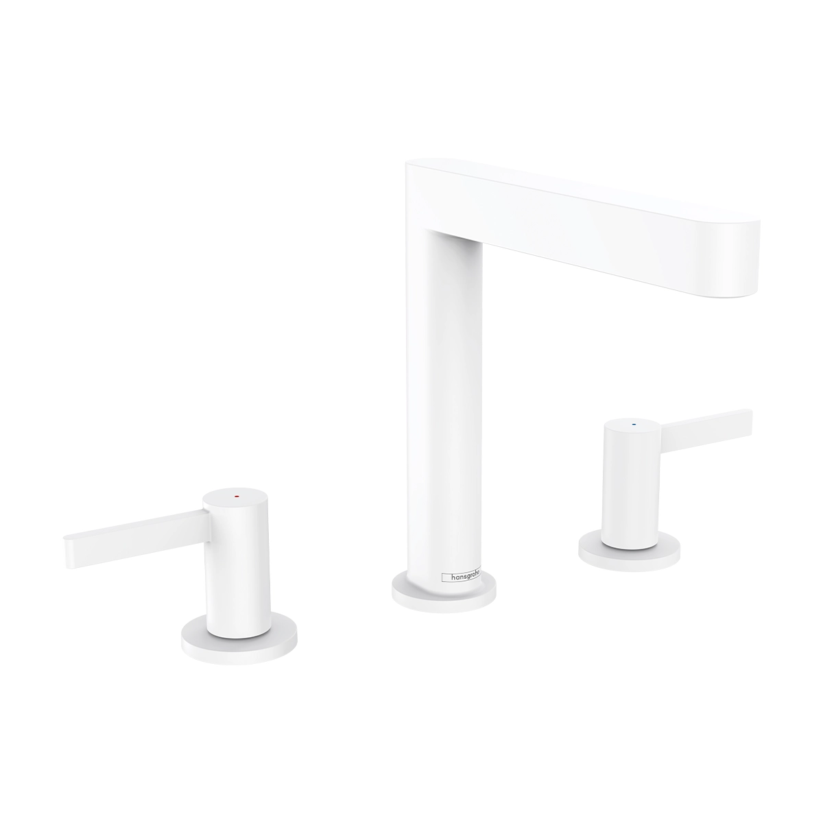 Finoris 3 hole basin mixer 160 with push open waste set Matt White