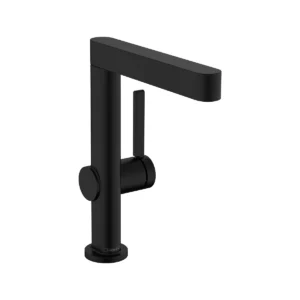 Finoris Single lever basin mixer 230 with swivel spout and push open waste set  Matt Black