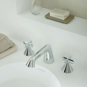 Vado Arrondi 3 Hole Basin Mixer Cross Handle