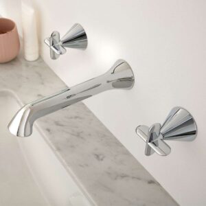 Vado Arrondi 3 Hole Wall Mounted Basin Mixer Cross Handle