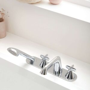 Vado Arrondi Deck Mounted 4 Hole Thermostatic Bath Shower Mixer Cross Handle
