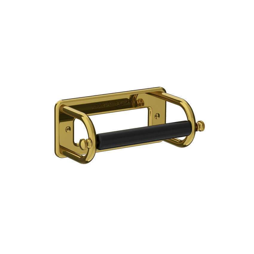 Lefroy Brooks Classic Paper Holder With Black Ceramic Bar - Antique Gold