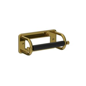 Lefroy Brooks Classic Paper Holder With Black Ceramic Bar - Polished Brass