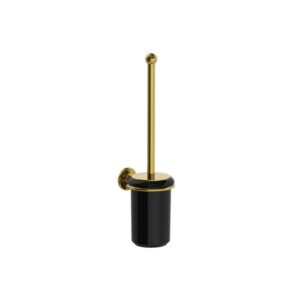 Lefroy Brooks Classic Black Toilet Brush Holder - Antique Gold