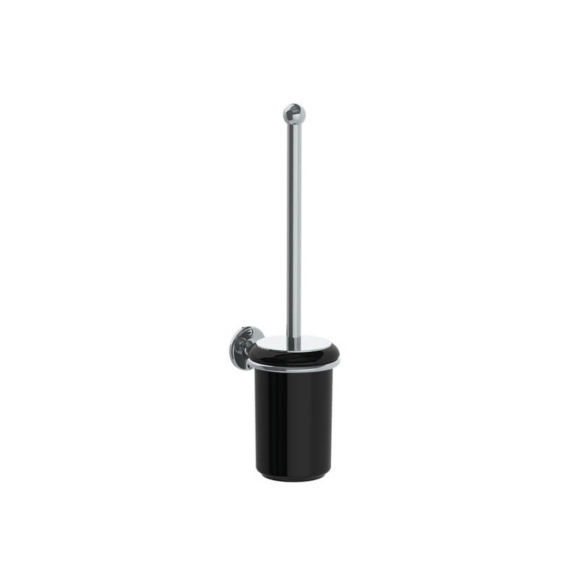 Lefroy Brooks Classic Black Toilet Brush Holder - Chrome