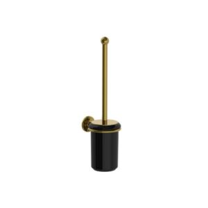 Lefroy Brooks Classic Black Toilet Brush Holder - Polished Brass