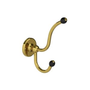 Lefroy Brooks Classic Black Double Robe Hook - Antique Gold
