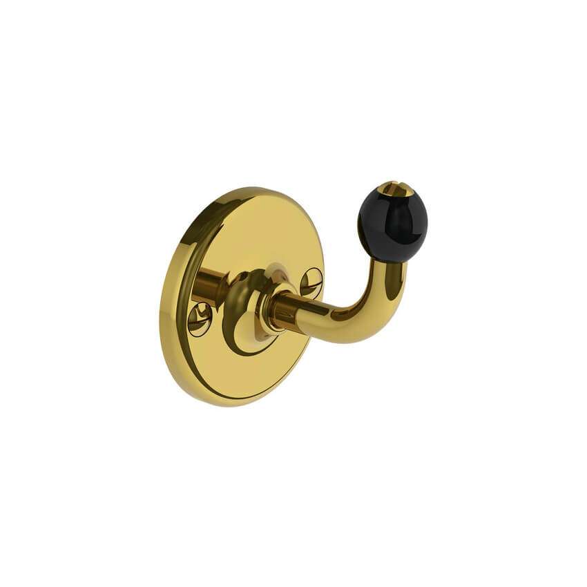 Lefroy Brooks Classic Black Robe Hook - Antique Gold