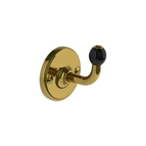 Lefroy Brooks Classic Black Robe Hook - Polished Brass