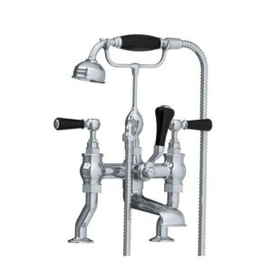 Lefroy Brooks Classic Bath Shower Mixer With Black Levers - Chrome