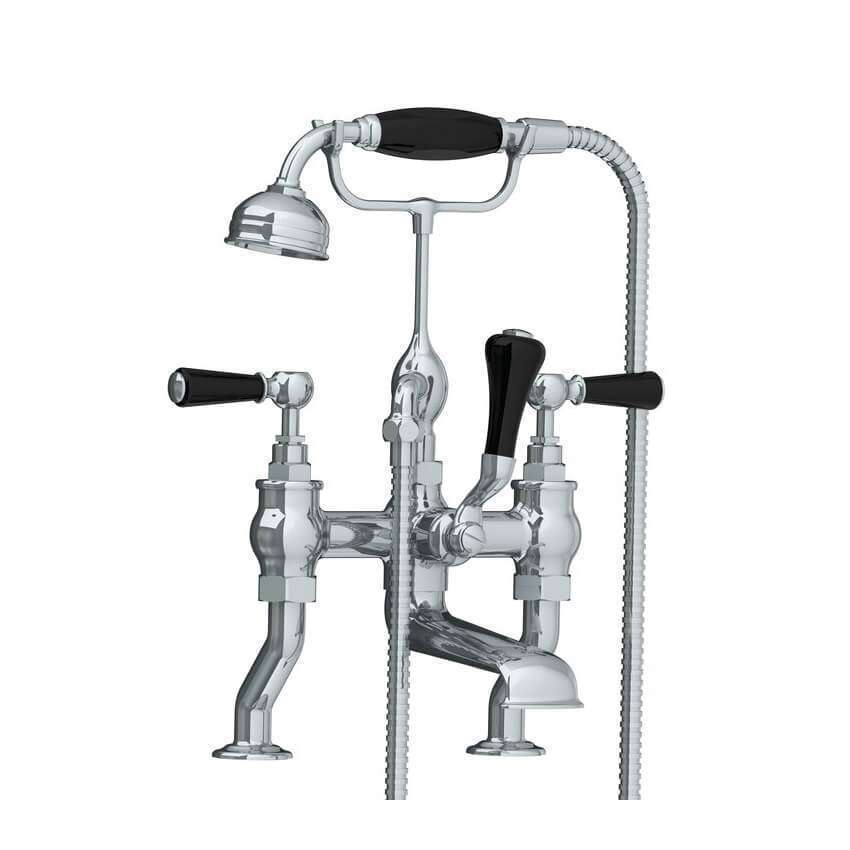Lefroy Brooks Classic Bath Shower Mixer With Black Levers - Chrome