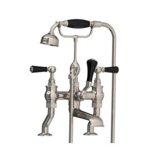 Lefroy Brooks Classic Bath Shower Mixer With Black Levers - Silver Nickel