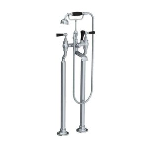 Lefroy Brooks Classic Bath Shower Mixer With Black Levers & Standpipes - Chrome