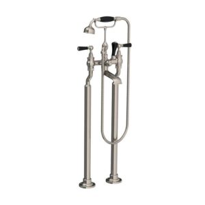 Lefroy Brooks Classic Bath Shower Mixer With Black Levers & Standpipes - Silver Nickel
