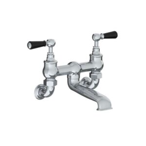 Lefroy Brooks Classic Bath Bridge Filler With Black Levers - Chrome