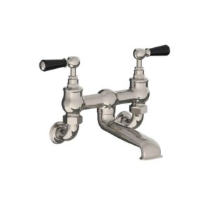 Lefroy Brooks Classic Bath Bridge Filler With Black Levers - Silver Nickel