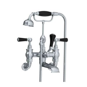 Lefroy Brooks Classic Bath Shower Mixer With Black Levers - Chrome