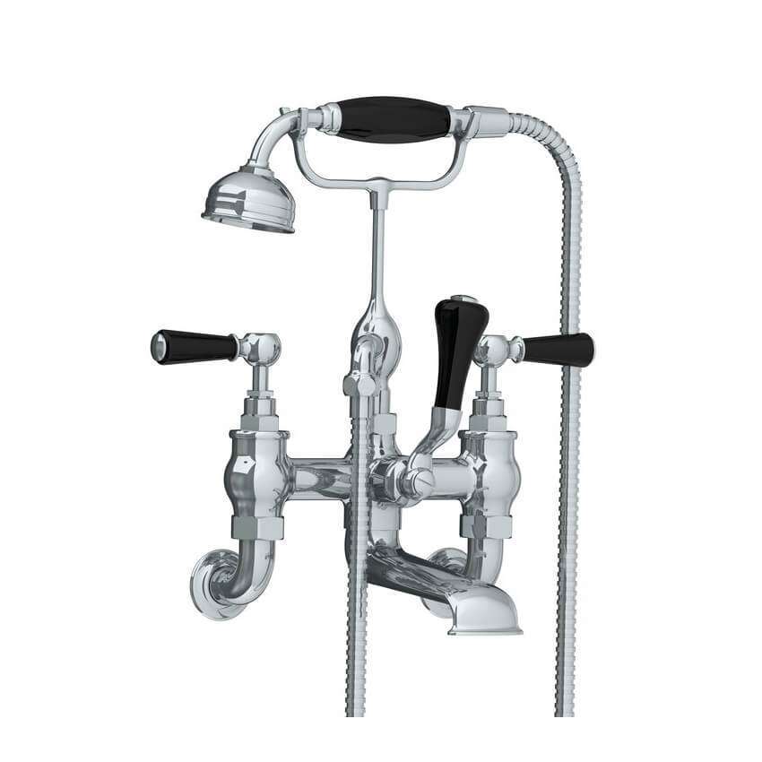Lefroy Brooks Classic Bath Shower Mixer With Black Levers - Chrome