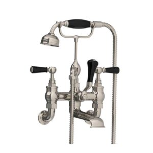 Lefroy Brooks Classic Bath Shower Mixer With Black Levers - Silver Nickel
