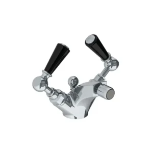 Lefroy Brooks Classic Mono Bidet Mixer With Black Levers & Pop Up Waste - Chrome