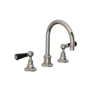 Lefroy Brooks Classic Tubular Basin Mixer With Black Levers & Pop Up Waste - Silver Nickel