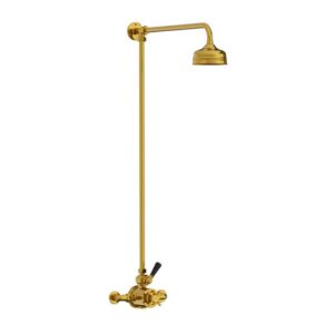 Lefroy Brooks Classic Black Thermostatic Valve With Riser - Antique Gold