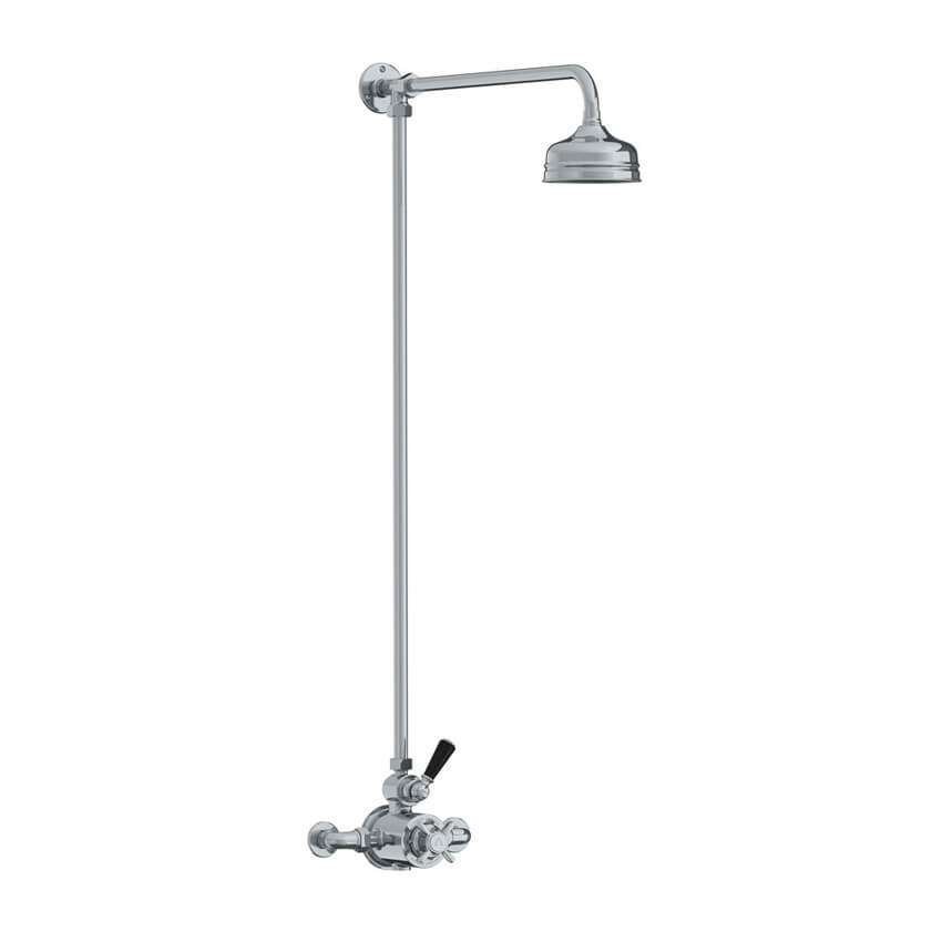 Lefroy Brooks Classic Black Thermostatic Valve With Riser - Chrome