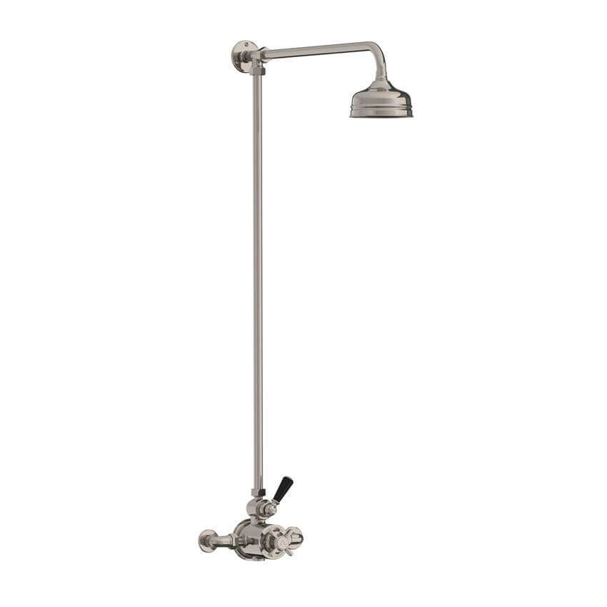 Lefroy Brooks Classic Black Thermostatic Valve With Riser - Silver Nickel