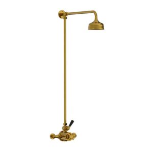 Lefroy Brooks Classic Black Thermostatic Valve With Riser - Polished Brass
