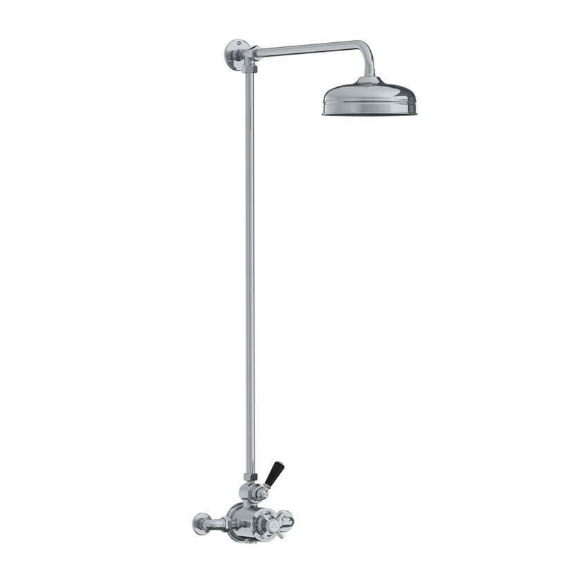 Lefroy Brooks Classic Black Thermostatic Valve With Riser - Chrome