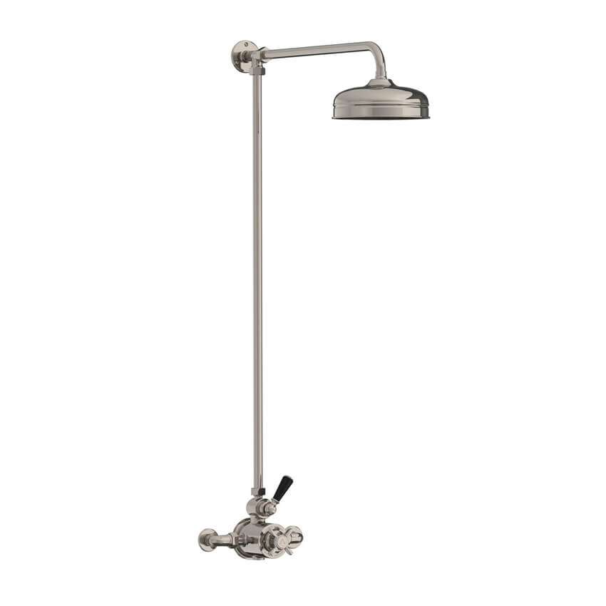 Lefroy Brooks Classic Black Thermostatic Valve With Riser - Silver Nickel