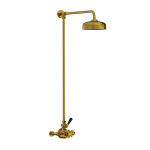 Lefroy Brooks Classic Black Thermostatic Valve With Riser - Polished Brass